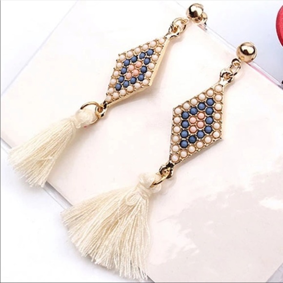 • Madison • Geometric Tassel Earrings - Picture 4 of 4